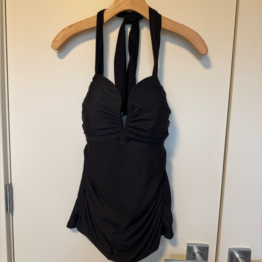 Miraclesuit / Magicsuit Black Tankini Swim Top Halter Tie With Underwire Dd Bra